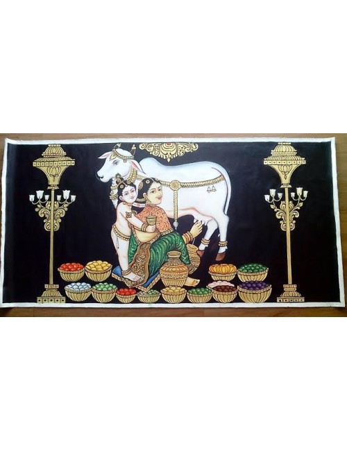 Tanjore Krishna painting on Rollable Canvas