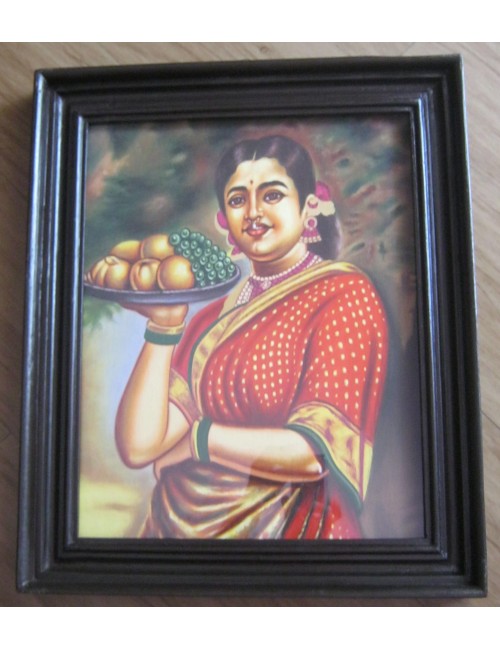 Ravi Varma - Lady with Plate of fruits