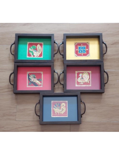 Trays with 4x4 Painting Inlaid 6"x8" (Synthetic)