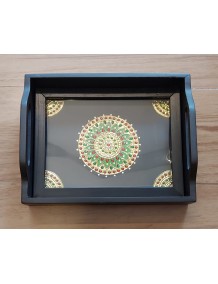 Tray with Tanjore Design Inlaid 8x10 inches (Wooden)