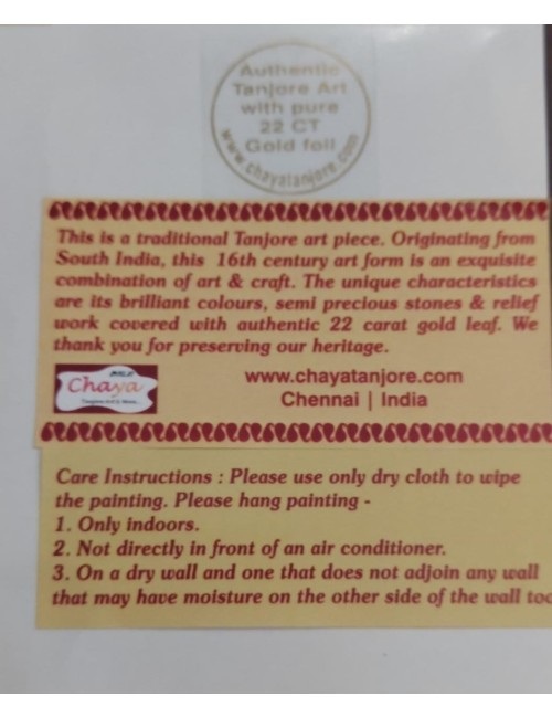 Sticker behind every Tanjore Painting