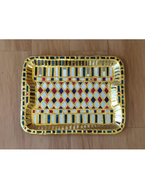 Tanjore Mirror Work Rectangle Tray