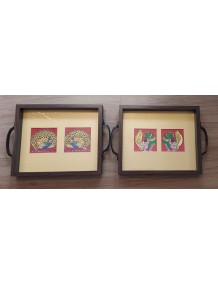 Trays with 4x4 Paintings Inlaid Double (Synthetic)
